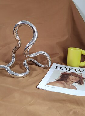 异形规则艺术抽象曲线银色酒柜装饰现代设计师款