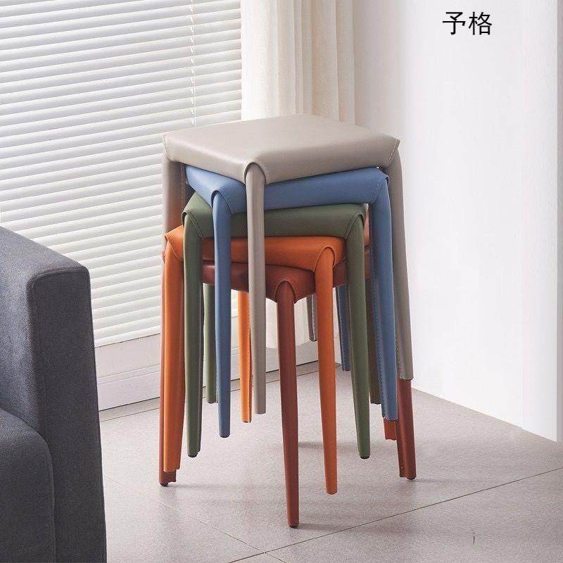 现代简约餐椅矮凳时尚家用凳子可摞叠马鞍皮餐凳网红梳妆餐桌椅,淘宝优惠券,粉丝福利购,淘宝优惠卷