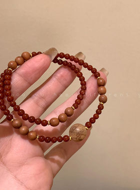 2025平安喜乐福字新中式石手串女复古民族风ins小众设计串珠手饰