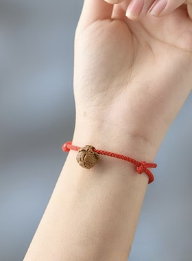 桃木桃核红绳手链婴儿童宝宝惊新生成人男女款本命年桃篮手串