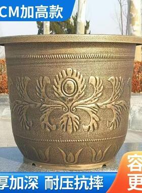 加高加厚特大号树脂花盆树桩盆景铁树缸荷花睡莲养鱼盆地面新