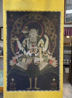 雀明王图佛画物画艺术微喷复制画绢画装饰画供奉画临摹学习