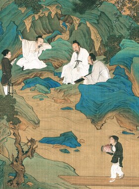 仇英桃源仙境图客厅山水挂画玄关茶室书房风景装饰画国画