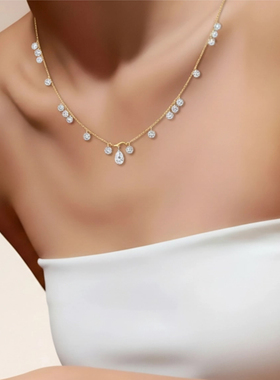 力量钻石自由力量18K金钻石项链培育钻石项链新年礼物生日礼物