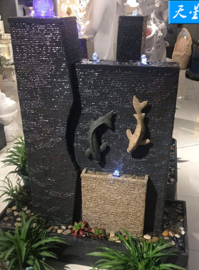 落地石材室内外流水园庭院阳台装饰工艺品鱼池水景