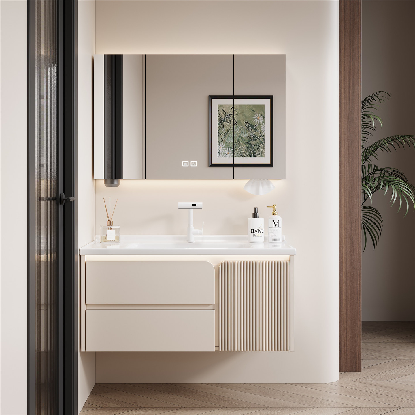 法恩莎奶油风铝合金浴室柜陶瓷一体卫生间洗漱台洗脸洗手盆柜组合,淘宝优惠券,粉丝福利购,淘宝优惠卷