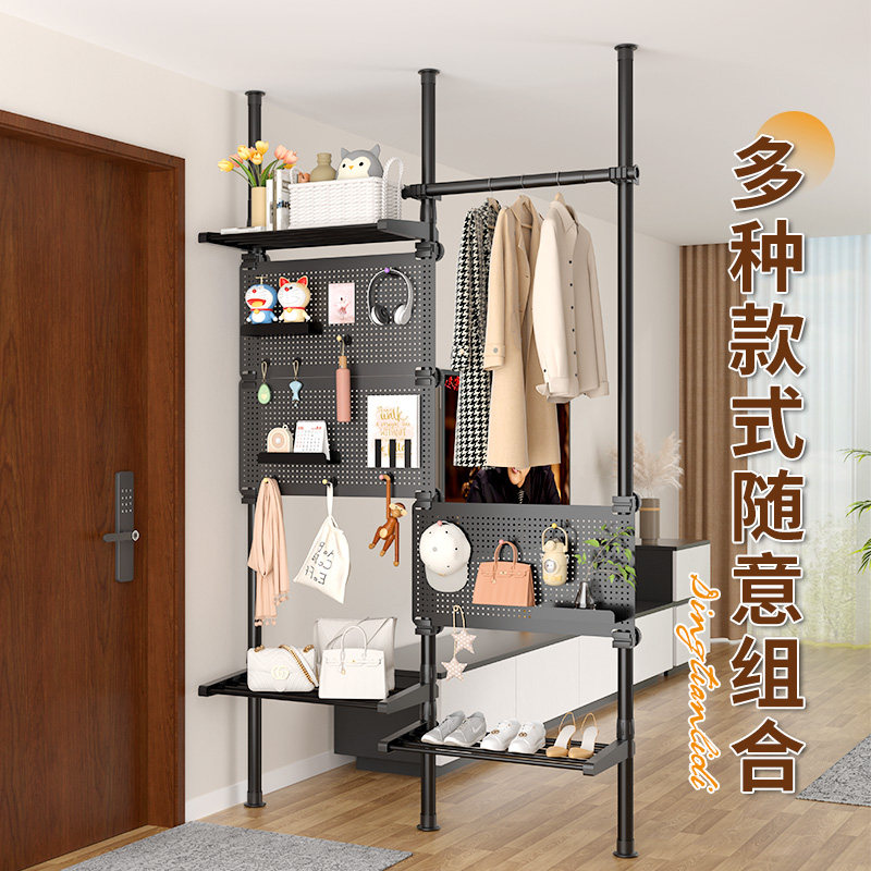 Ultra-thin door rear storage rack with vertical hole plate