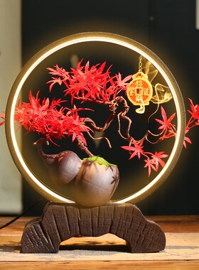 新仿真迎客松红枫绿植盆景酒店造景饰客厅玄室内景观