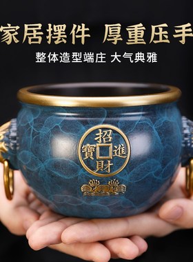 黄铜聚宝盆摆件家用客厅玄关招财聚财存钱罐酒柜店铺前台开业礼品