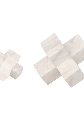 大理石十字小几何黑白绿色创意手工艺品样板房书房玄关装饰品