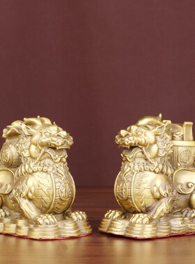 全黄铜财福貔貅一桶金钱袋皮丘客厅店铺家居办公室送财装饰品