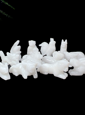 天然阿富汗白玉十二生肖客厅装饰品鼠牛虎兔龙蛇马羊猴鸡狗猪