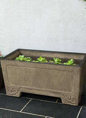 户外阳台养鱼池造景摆件庭院布置室外古法小鱼缸景观院子落地水槽