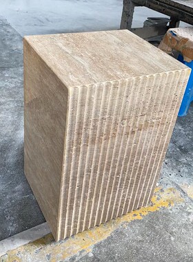 天然米洞石大理石底座创意波浪造型雕塑台底座装饰柱端定制