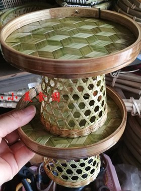 小桌子 墙边圆形桌 室内饰 居饰小桌 手工编制