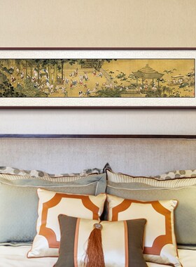 客厅百子图新卧室装饰画横幅画房间挂画背景墙壁画床头