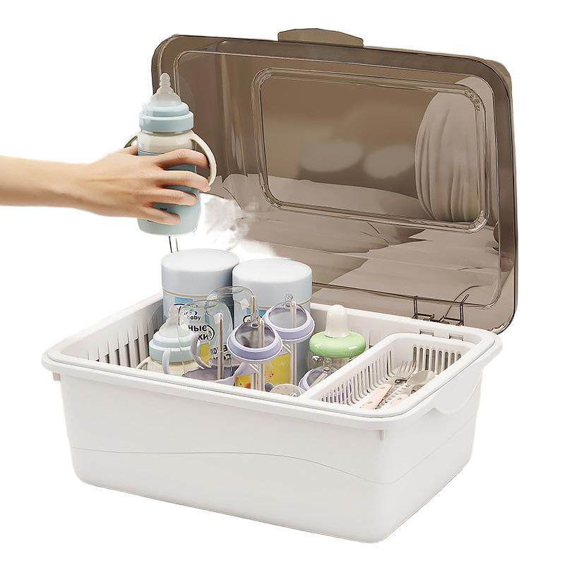 防尘带盖宝宝餐具沥水架新生儿辅食奶粉收纳盒婴儿用品奶瓶收纳箱,淘宝优惠券,粉丝福利购,淘宝优惠卷