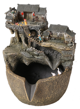 古法养鱼流水罐大号循环水过庭院装饰水景假山喷泉景观鱼池