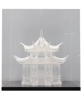 新古建筑八角塔样板房售楼处客厅书柜博古架饰品