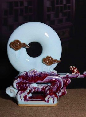 禹州钧瓷花器家居书房卧室装饰生日开业送礼盒装陶瓷器工艺品摆件