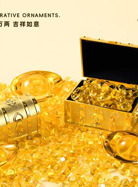 混搭百宝箱创意珠宝盒桌面装饰摆件招财小元宝收纳盒聚宝盆藏宝箱