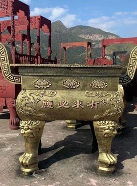 厂家直销铸铁香炉鼎寺庙佛堂祠堂带盖子香炉大型龙柱长方香炉铜香