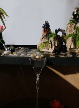 鱼缸流水循环过养鱼大型石磨假山喷泉庭院水景造景