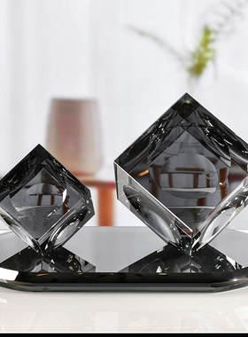 水晶几何魔方方体酒店宾馆样板间客厅书房软装艺术装饰