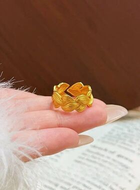 金色麦穗开口戒指女款百搭显气质