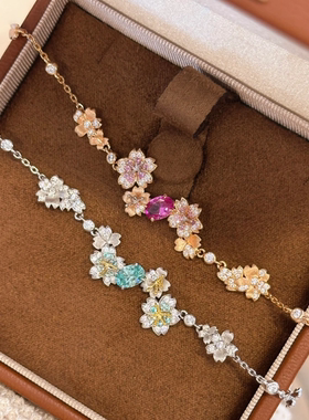 【花团锦簇】夏日多巴胺彩钻拉丝花卉手链仙气日常叠戴法式优雅女
