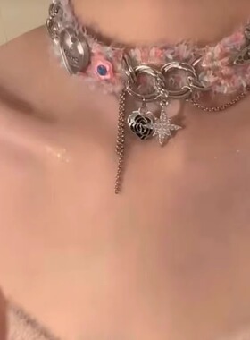 秋冬choker纯欲感毛绒流苏项链项圈小众锁骨链多层毛茸茸吊坠甜酷