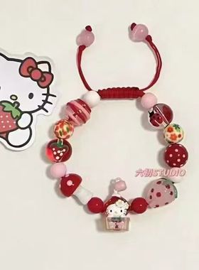 原创设计可爱卡通滴油串珠beads手链苹果图案KT猫帕恰狗手串手绳