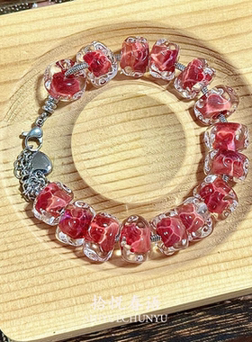 酒渍梅子~渐变梅子粉糖心串珠手链女高颜值甜美精致手工手串饰品
