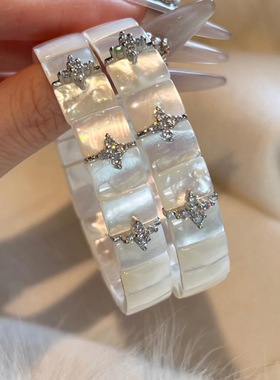 白色方块星芒方牌手镯小众百搭