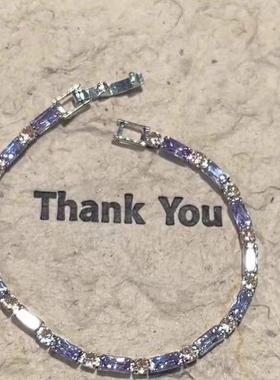 多巴胺紫色水晶手链时尚拼色甜美小众设计高级感手环百搭气质手饰