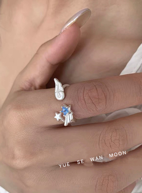 原创设计天使星星翅膀戒指女2025新款小众设计食指戒指环甜酷配饰