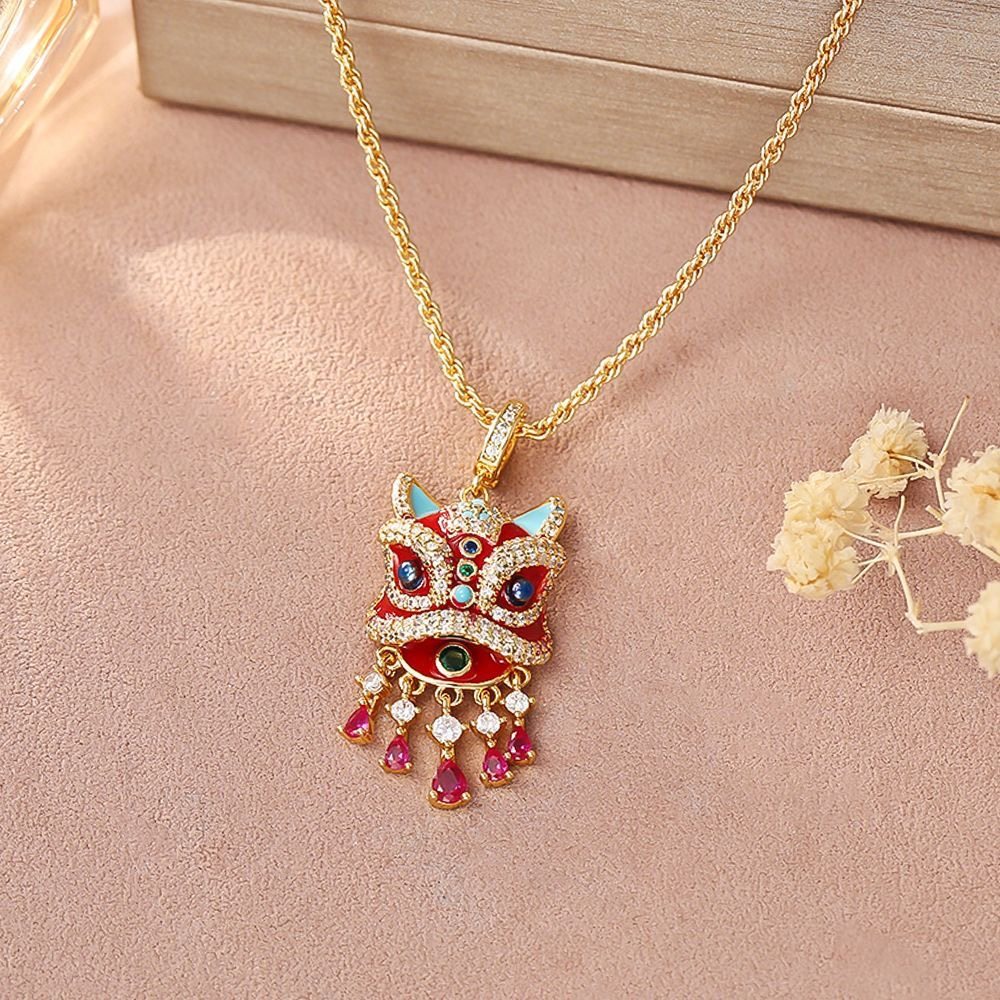 国风招财醒狮耳钉戒指项链套装高级感仿锆耳环女复古个性新年礼物,淘宝优惠券,粉丝福利购,淘宝优惠卷