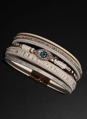 中古美拉德废土风配饰波西米亚皮革手链女复古高级感朋克亚比手环