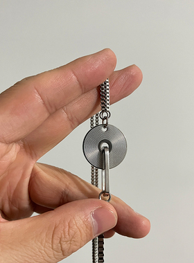 美式轻奢黑胶唱片银色锁骨链