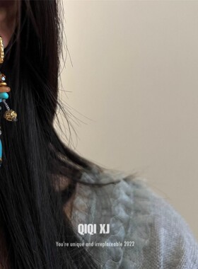 复古绿松石编绳项链女新中式民族风长款锁骨链时尚轻奢小众配饰品