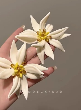 森系波西米亚风夸张百合花耳环度假choker小清新耳钉夸张小众耳饰