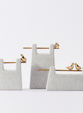 新陶瓷假山样板房酒店会所客厅博古架玄关装饰品软装