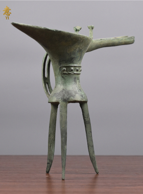 仿古青铜器乳钉纹爵西周青铜爵杯古代酒具酒杯古玩收藏办公室