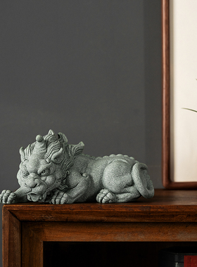 青砂石招财石狮子茶宠创意貔貅鱼缸沉水微观造景装饰