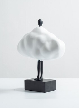 东来家居抽象物创意白色云朵雕塑装饰品客厅酒柜摆设品