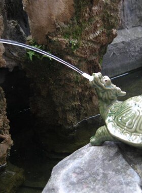假山鱼池喷水 龙头龟 水族鱼缸园林园艺家居造景装饰