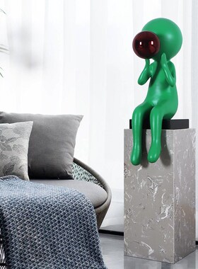 钢抽象卡通物雕塑样板房酒店软装饰工艺品思考者小黄