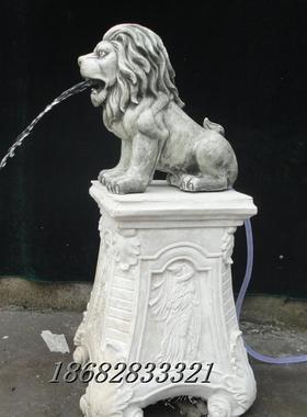 促销现代鱼池水景假山装饰动物摆设仿真狮子流水喷泉工艺品摆饰