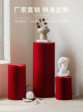 UPF层圆柱展架纯色值艺颜术时尚展示百列搭场景次级感陈台
