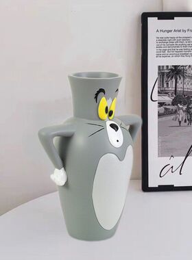 可爱汤姆猫花瓶树脂工艺品创意插花笔筒居家客厅桌面装饰礼物摆件